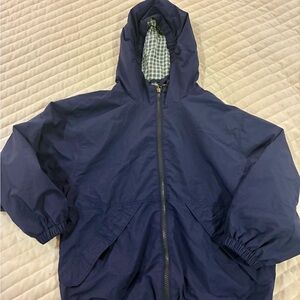 Lands' End Boys Navy Hooded Jacket Plaid Size 7 8